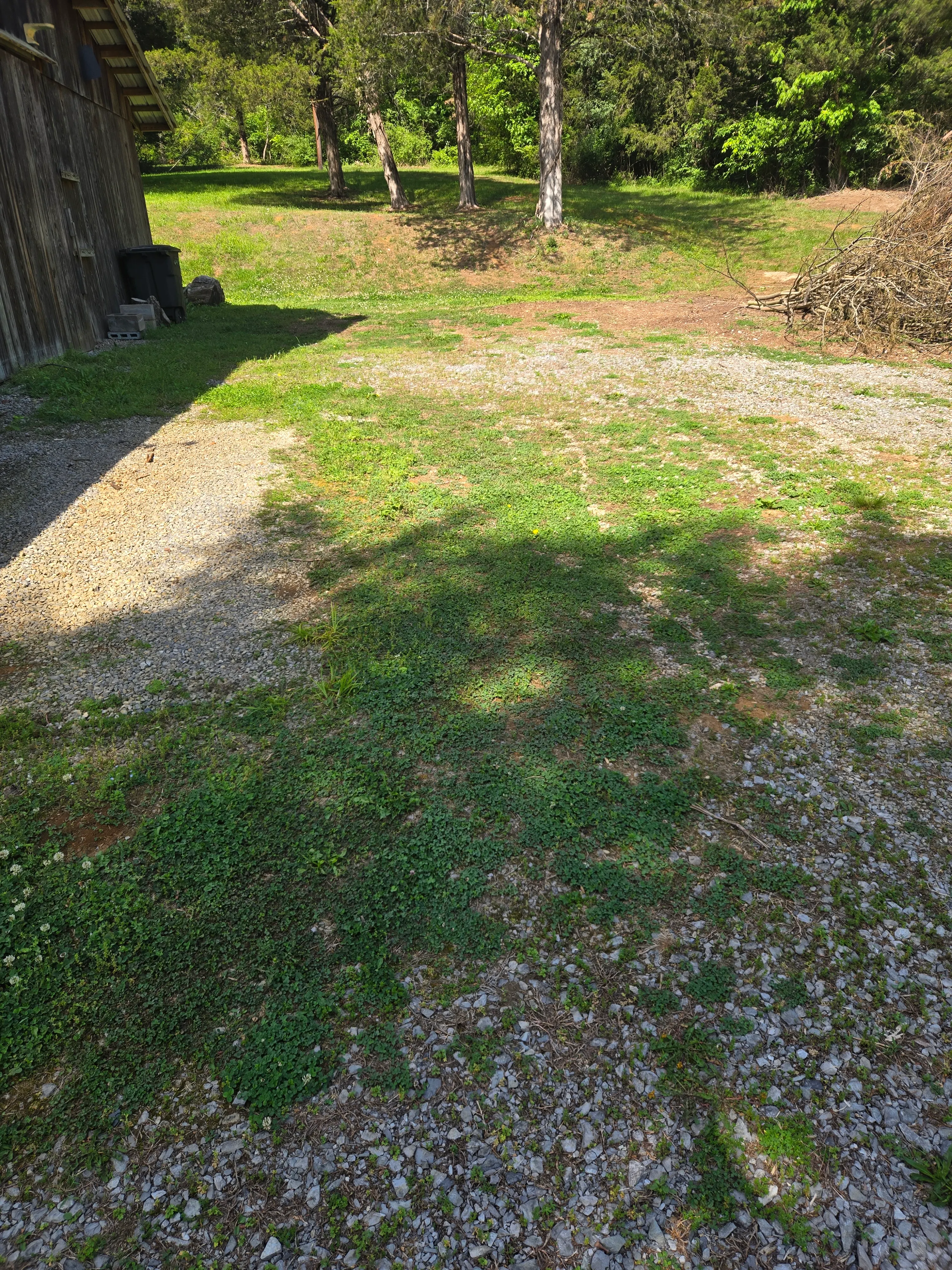 Rutted gravel driveway before repair